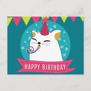 Postal Pastel de cumpleaños con ilustracion personalizado