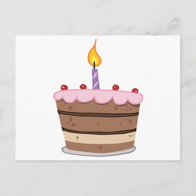 Postal Pastel de Cumpleaños Con Una Luz De Velas (Anverso)