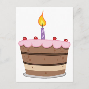 Postal Pastel de Cumpleaños Con Una Luz De Velas