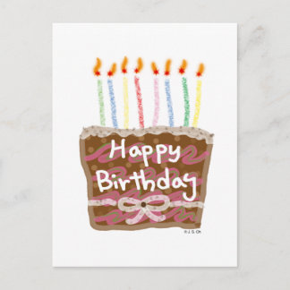 Postal Pastel de cumpleaños con velas coloridas
