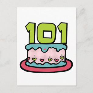 Postal Pastel de cumpleaños de 101 años