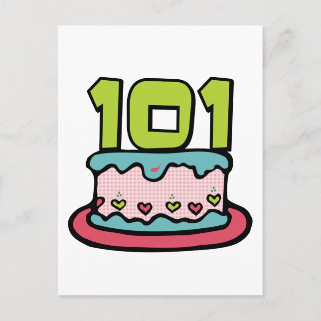Postal Pastel de cumpleaños de 101 años (Anverso)