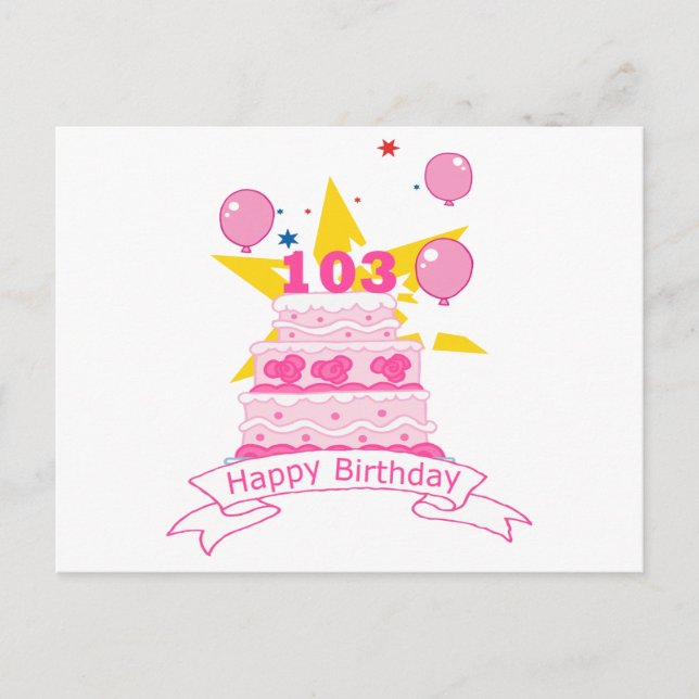 Postal Pastel de cumpleaños de 103 años (Anverso)