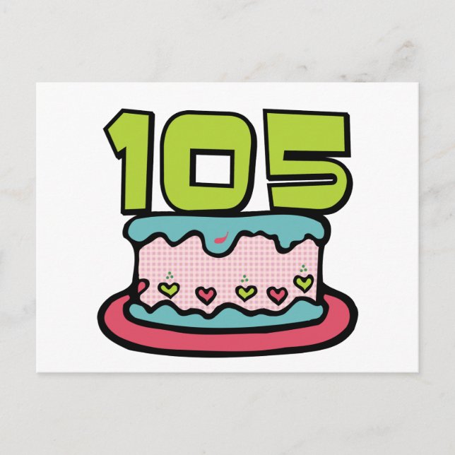 Postal Pastel de cumpleaños de 105 años (Anverso)