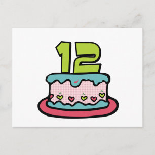 Postal Pastel de cumpleaños de 12 años