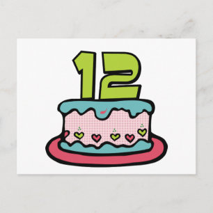 Postal Pastel de cumpleaños de 12 años