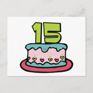 Postal Pastel de cumpleaños de 15 años