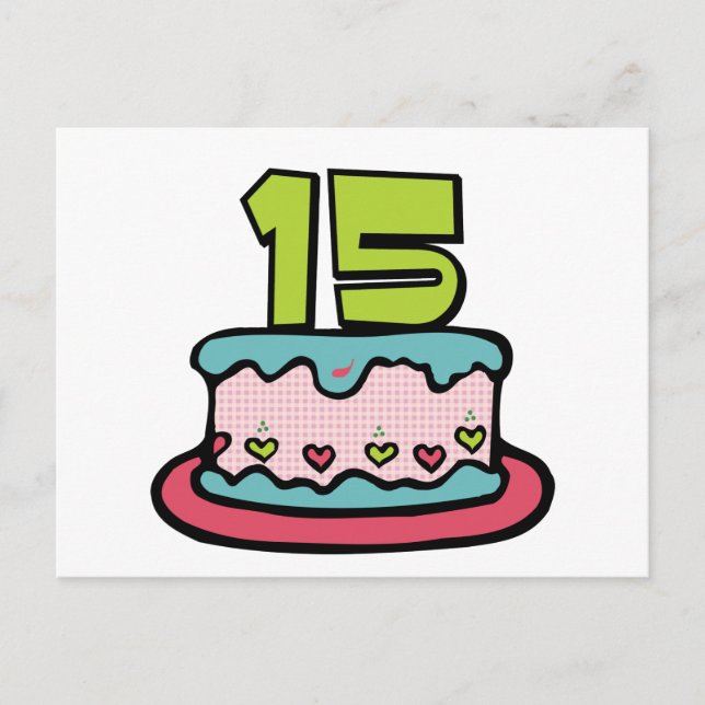 Postal Pastel de cumpleaños de 15 años (Anverso)