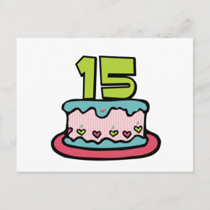Postal Pastel de cumpleaños de 15 años