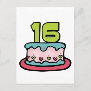 Postal Pastel de cumpleaños de 16 años