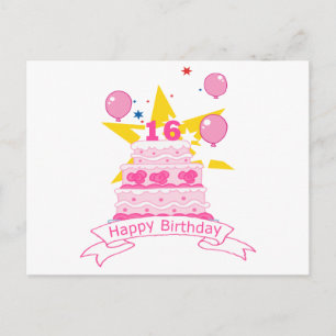 Postal Pastel de cumpleaños de 16 años