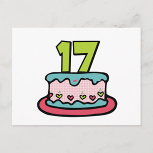 Postal Pastel de cumpleaños de 17 años
