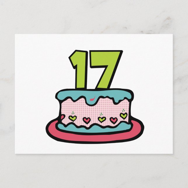 Postal Pastel de cumpleaños de 17 años (Anverso)