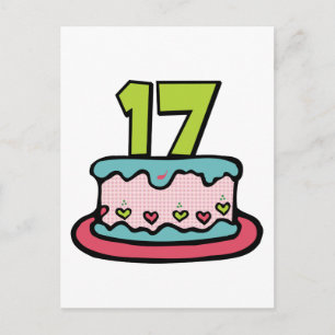Postal Pastel de cumpleaños de 17 años
