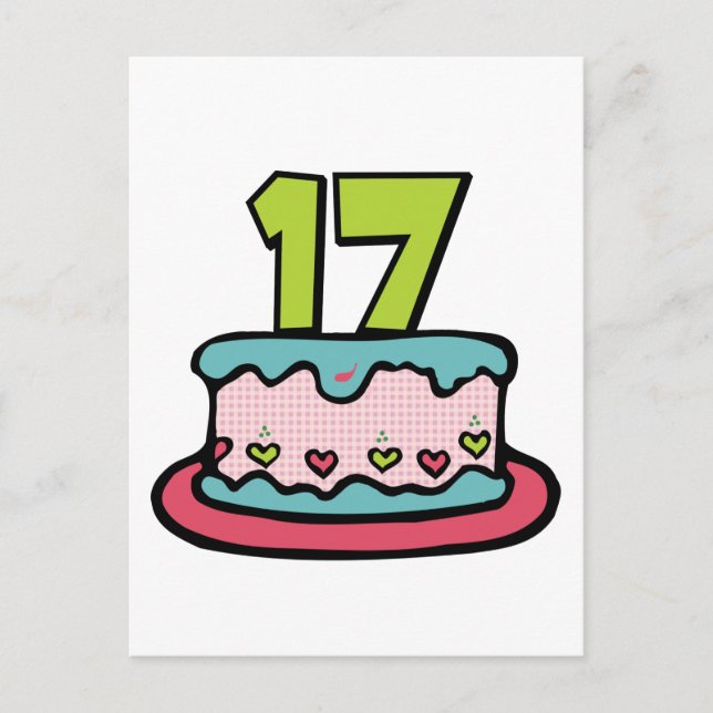 Postal Pastel de cumpleaños de 17 años (Anverso)