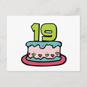 Postal Pastel de cumpleaños de 19 años