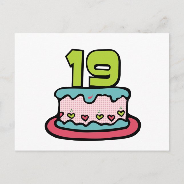 Postal Pastel de cumpleaños de 19 años (Anverso)