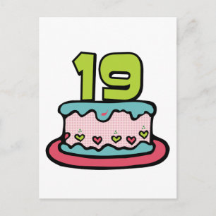 Postal Pastel de cumpleaños de 19 años