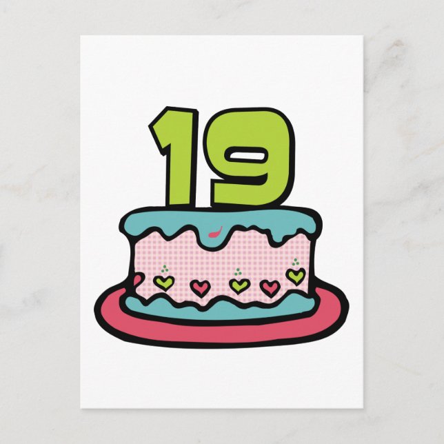 Postal Pastel de cumpleaños de 19 años (Anverso)