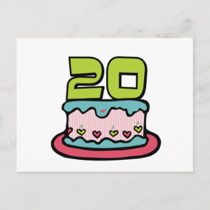 Postal Pastel de cumpleaños de 20 años