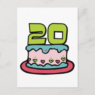 Postal Pastel de cumpleaños de 20 años