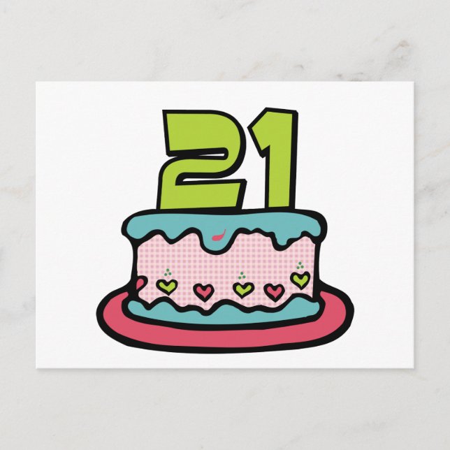 Postal Pastel de cumpleaños de 21 años (Anverso)