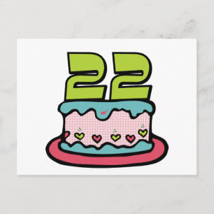 Postal Pastel de cumpleaños de 22 años