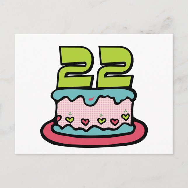 Postal Pastel de cumpleaños de 22 años (Anverso)