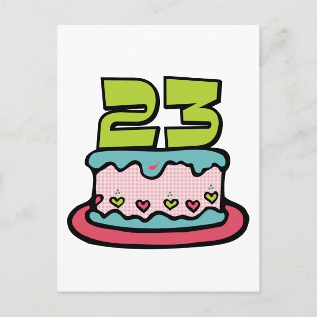 Postal Pastel de cumpleaños de 23 años (Anverso)