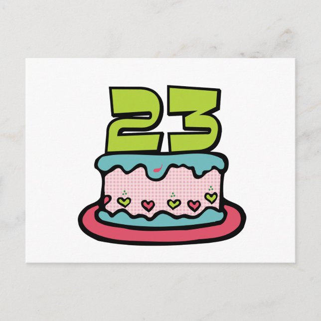 Postal Pastel de cumpleaños de 23 años (Anverso)