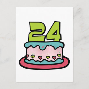 Postal Pastel de cumpleaños de 24 años
