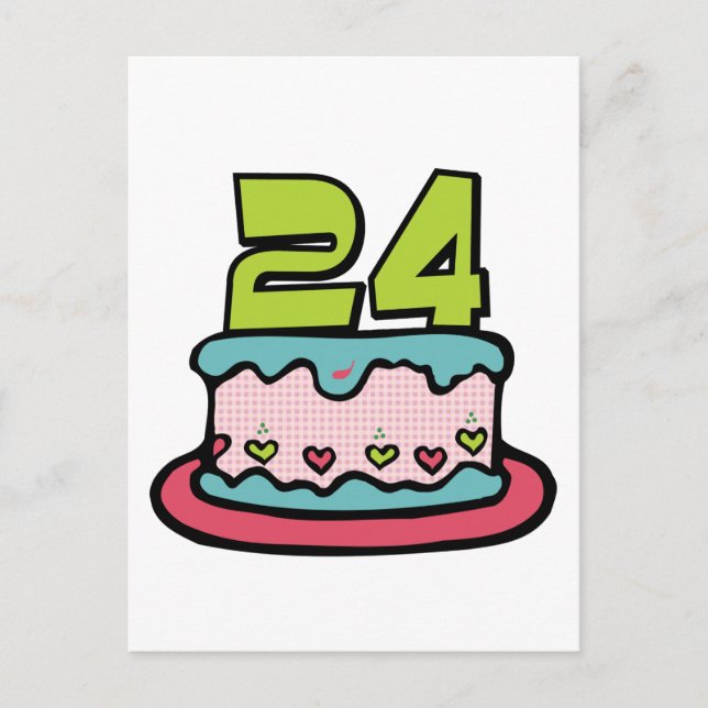Postal Pastel de cumpleaños de 24 años (Anverso)