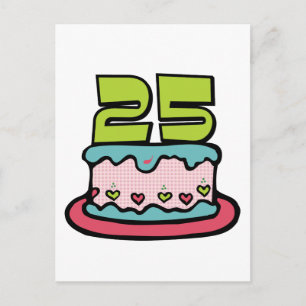 Postal Pastel de cumpleaños de 25 años
