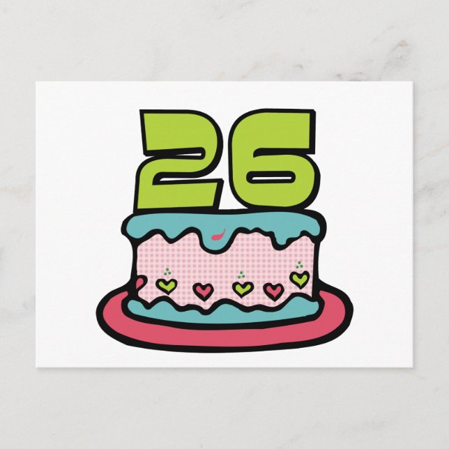 Postal Pastel de cumpleaños de 26 años (Anverso)