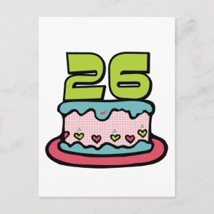 Postal Pastel de cumpleaños de 26 años