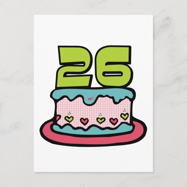 Postal Pastel de cumpleaños de 26 años (Anverso)