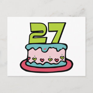 Postal Pastel de cumpleaños de 27 años