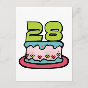 Postal Pastel de cumpleaños de 28 años