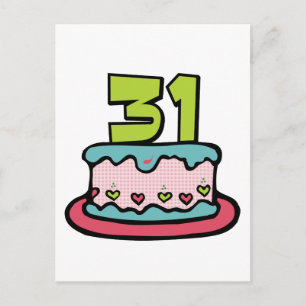 Postal Pastel de cumpleaños de 31 años
