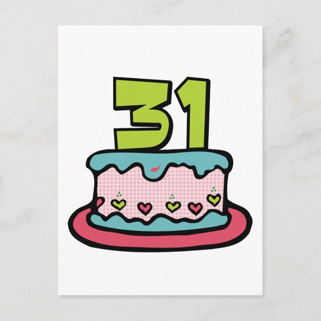 Postal Pastel de cumpleaños de 31 años (Anverso)