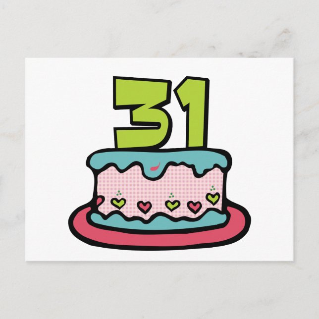 Postal Pastel de cumpleaños de 31 años (Anverso)