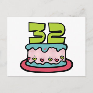 Postal Pastel de cumpleaños de 32 años