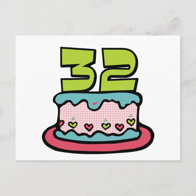 Postal Pastel de cumpleaños de 32 años 