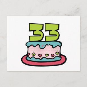 Postal Pastel de cumpleaños de 33 años