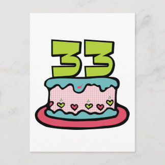 Postal Pastel de cumpleaños de 33 años