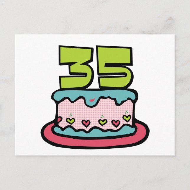 Postal Pastel de cumpleaños de 35 años (Anverso)