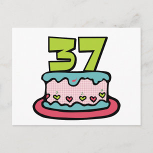 Postal Pastel de cumpleaños de 37 años