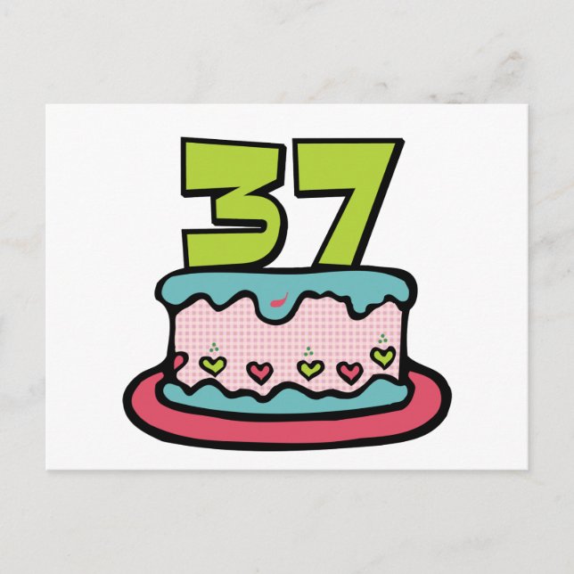 Postal Pastel de cumpleaños de 37 años (Anverso)