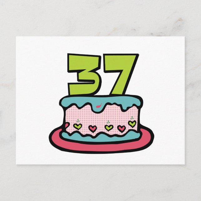 Postal Pastel de cumpleaños de 37 años (Anverso)