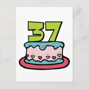 Postal Pastel de cumpleaños de 37 años